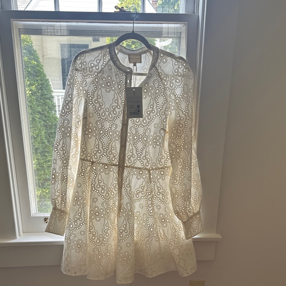 Sezane White Eyelet Mini Dress